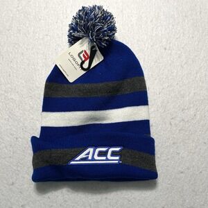 NEW! ACC Conference Beanie Knit Cap Hat Cuffed Pom Striped Acrylic‎ OSFA NCAA